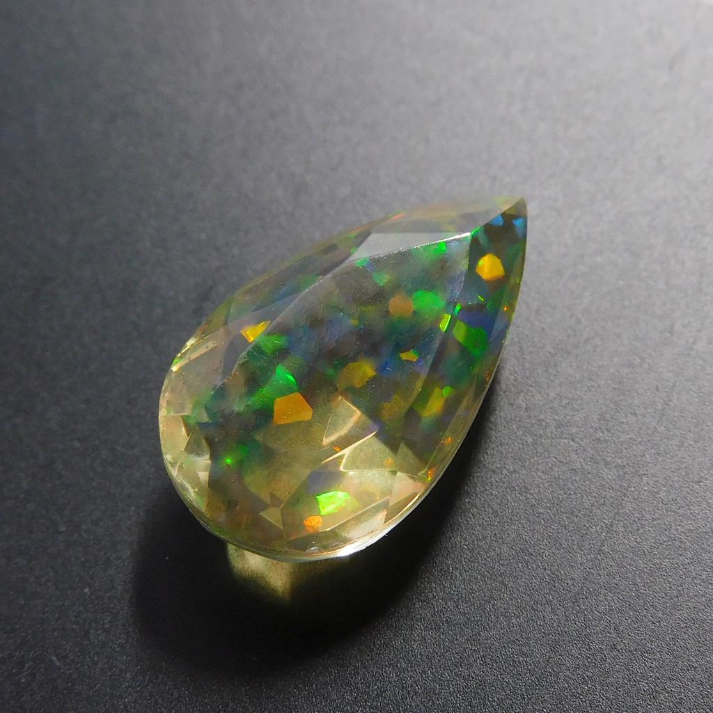 Excellent Lab Created Opal 9.10 Ct Pear Certified Loose Gemstone