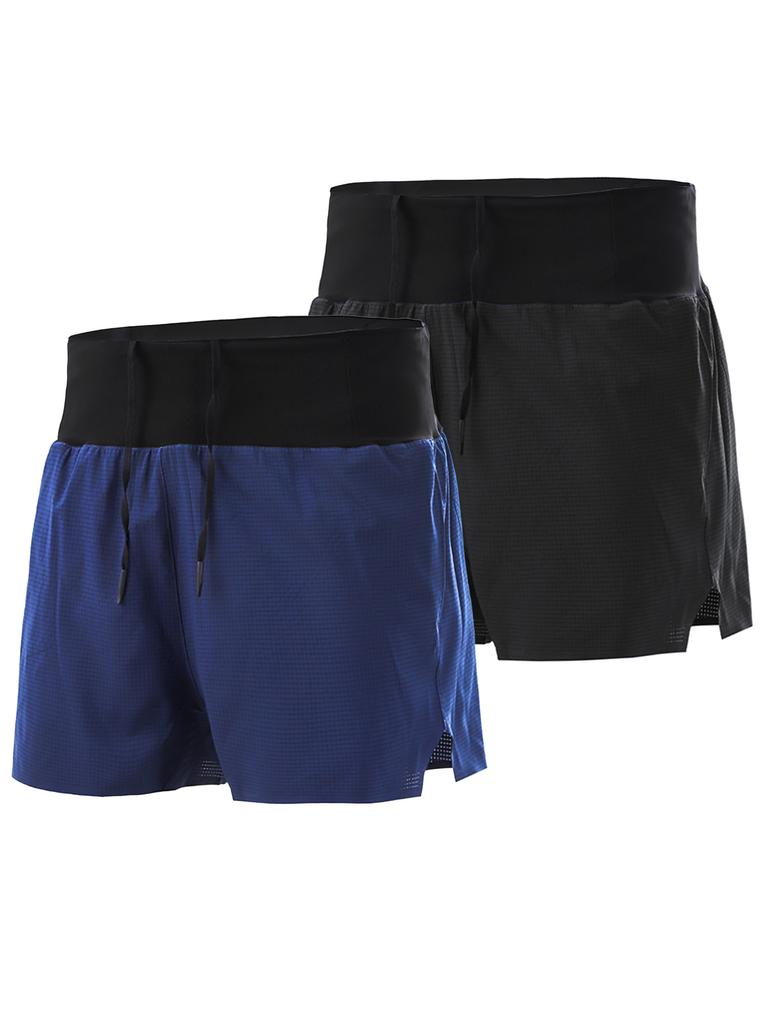 Men Sports Shorts with Liner Zipper Pocket Waistband Quick Dry Running Cycling Fitness Shorts