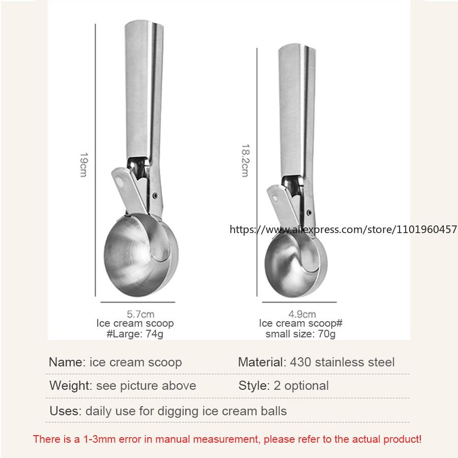 Stainless Steel Dual-purpose Ice Cream Scoop Ice Cream Scooper Multifunctional Fruit Scoop Kitchen Supplies