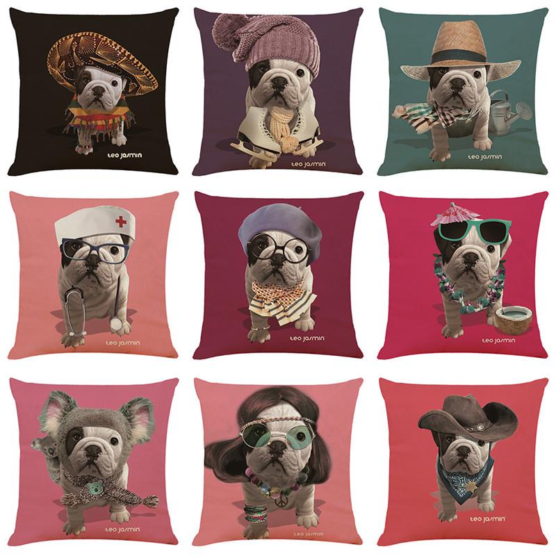 

Наволочка с принтом собаки в виде французского бульдога, домашняя гостиная, диван, украшение автомобиля, наволочка
