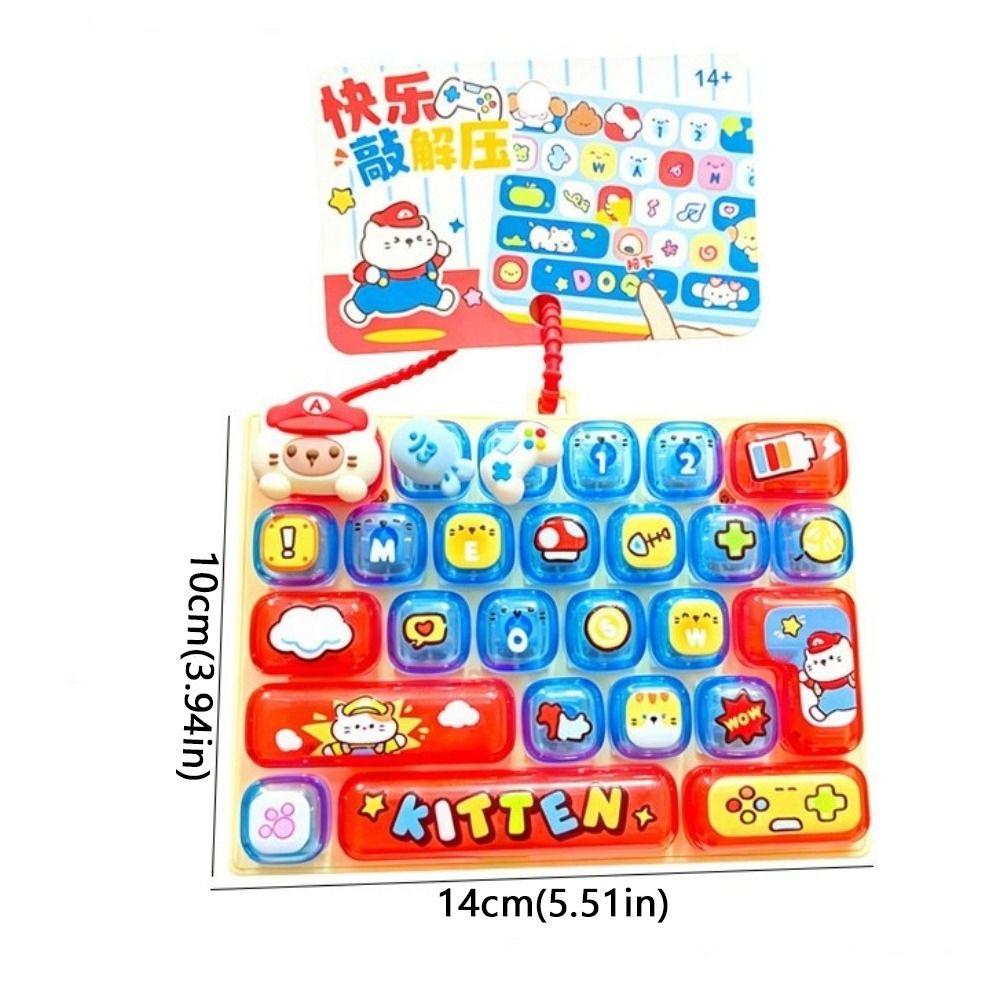 Cartoon 26 Keys Keyboard Keychain Pressable Keys Fidget Animal Keychain Toy Bag Ornaments