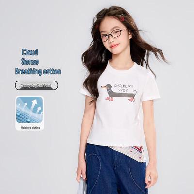 Girls' Cartoon Print Short Sleeve T-Shirt