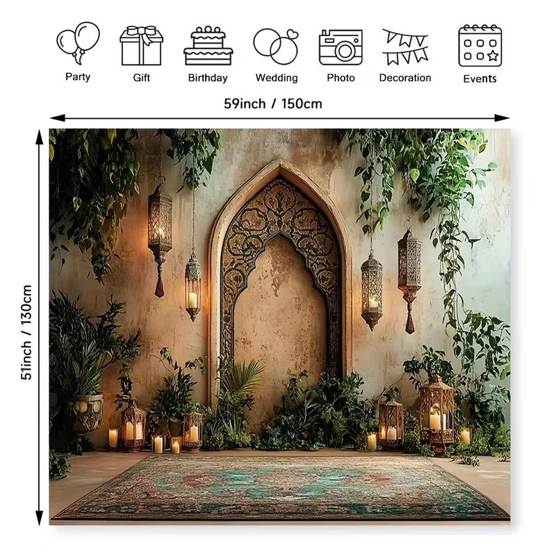 

2D Moroccan Style Arch Backdrop Vintage Lantern Wedding Photo Studio Background 47.2x31.5inch/120*80cm