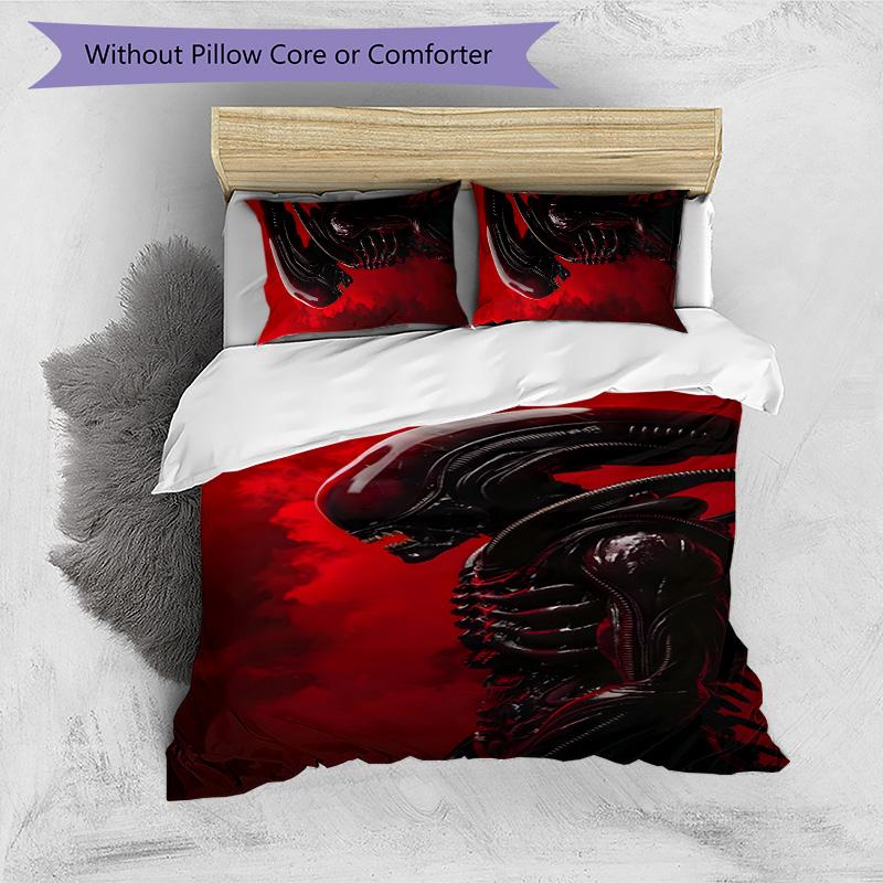 Alien 3pcs Bedding Set Duvet Cover Closure Includes 1 Duvet Cover & 2 Pillowcases for All Seasons Bedroom Home Dorm Decor