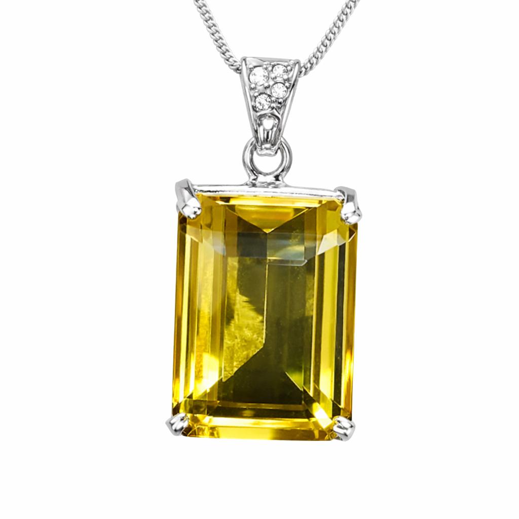 Natural Yellow Topaz 925 Sterling Silver Pendant Emerald 96.35 Certified