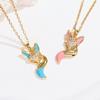 Creative Cute Fox Pendant Necklace with Zircon and Drip Glaze on a Copper Chain