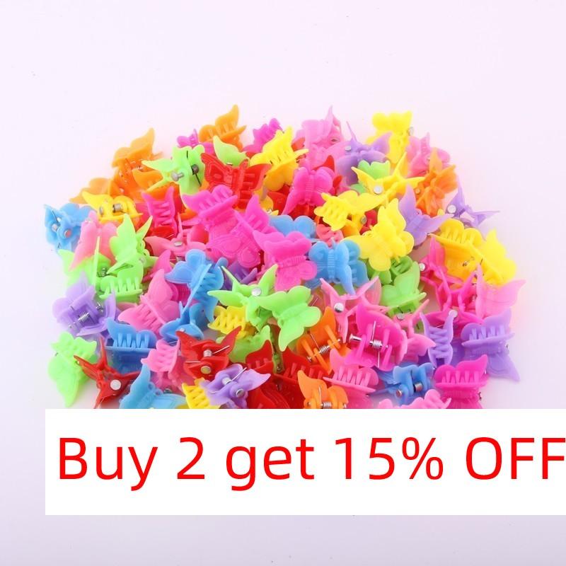 Fashion Small Hairpin for Girls Candy Color Plastic Mini Hair Claws Cute Butterflies Heart Flower Star Hair Clips Charm