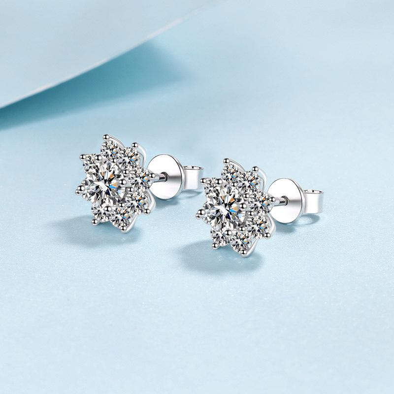 

Женские серьги из стерлингового серебра 925 пробы с подсолнухом, изысканные маленькие серьги с муассанитом, покрытые золотом pt950, украшения для ушей 4mm zircon