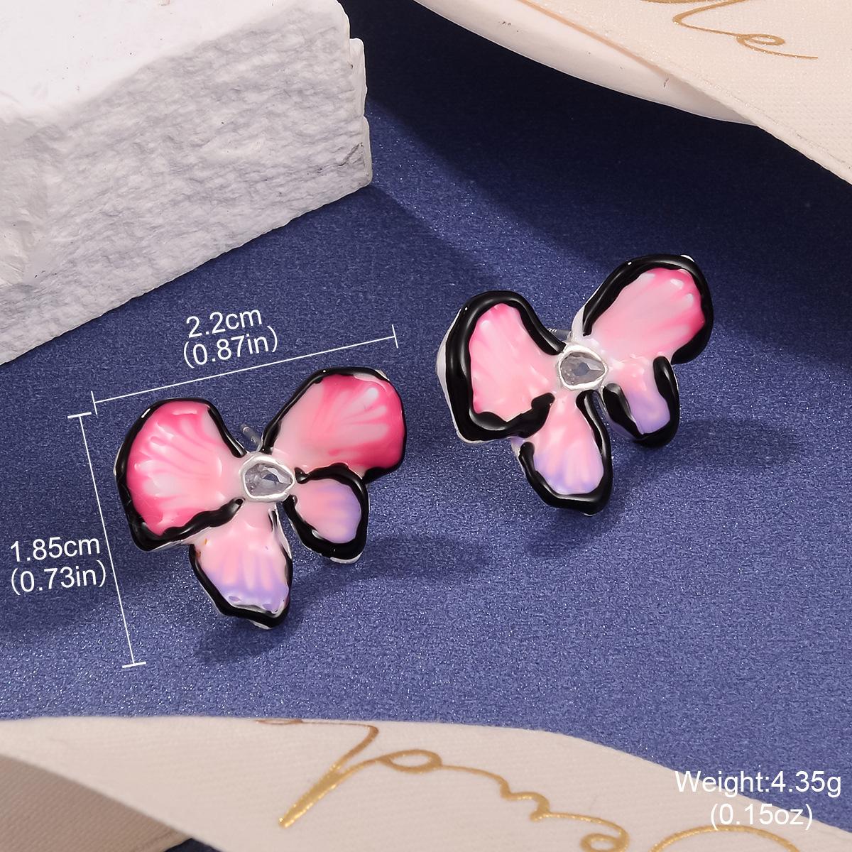 

Butterfly earrings simple new temperament colored earrings enamel color dripping oil summer super fairy sweet temperament earrings