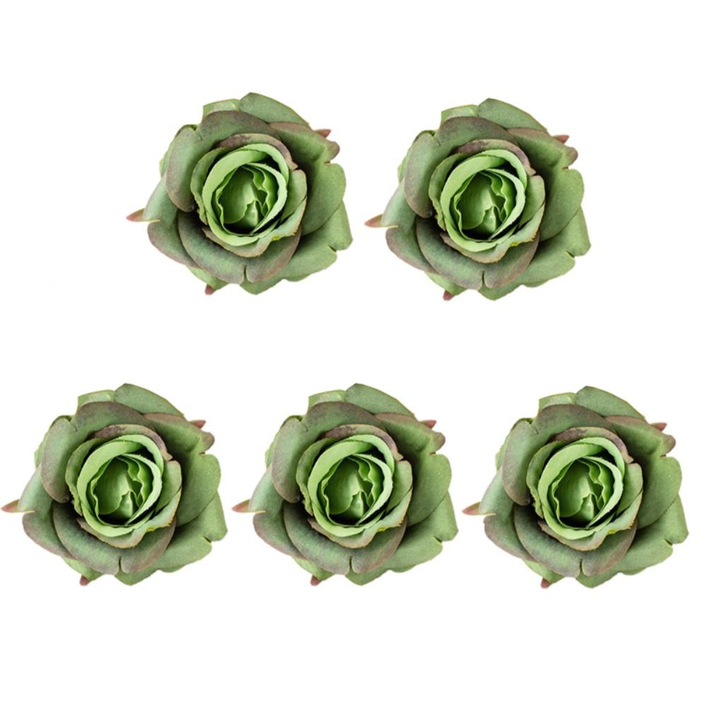 

5Pcs Fashion Lifelike Artificial Rose Flower DIY 7cm Artificial Flower Corsage Valentine s Day зелёный