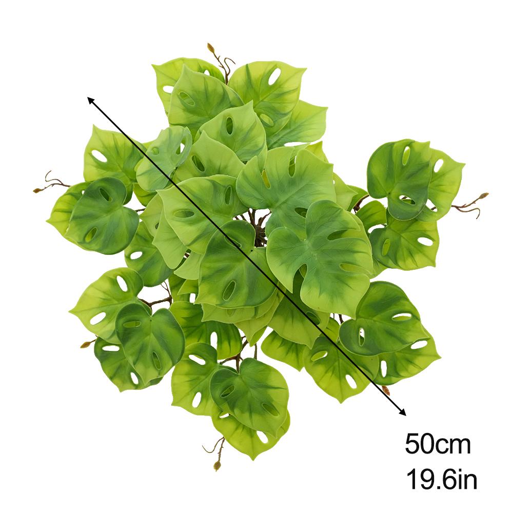 Large Artificial Monstera Turtle Leaf with 42 Leaves Indoor Outdoor UV Resistant Fake Plant Greenery for Home Garden Decor