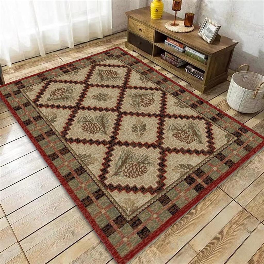 Brown Bear Area Rug Southwestern Rustic Rug,Farmhouse Wild Animal Living Room Rugs Machine Washable Maple Bear Claw Carpet