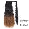 Corn Wavy Long Ponytail Synthetic Hairpiece Wrap On Clip Hair Extensions Ombre Ponytail