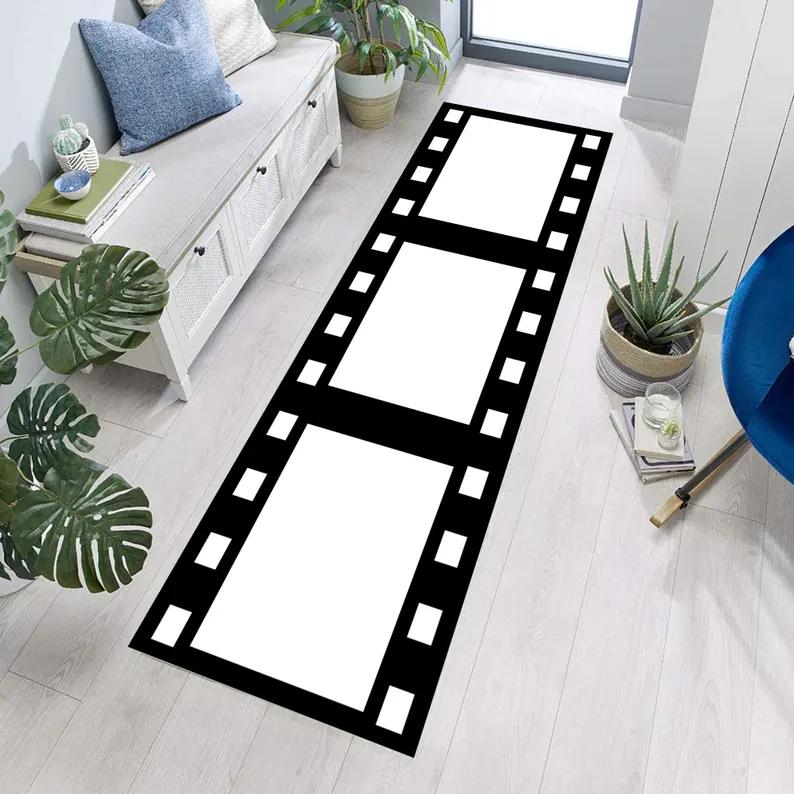 Tappeto Runner a Strisce Bianche e Nere Tappetino Lavabile per Camera da Letto Stanza Coperta per Letto Stanza Scarpe Soggiorno Camera da Letto Cucina