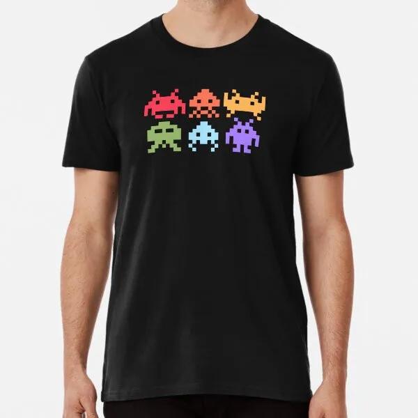 Space Invaders Pixel Art Rainbow Aliens S To 5xl Made In The Auusa Tshirt