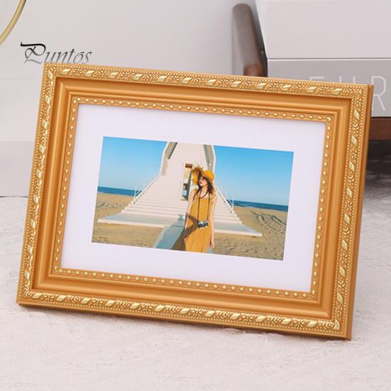 Vintage Photo Frame European Style Photo Frame with Back Hook Shatterproof Tabletop Picture Frame for Home Office Decor