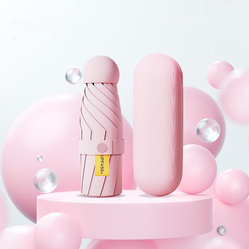 Compact Five-Fold Mini Umbrella: Portable Capsule Design for Sun & Rain, Dual-Use, Anti-UV Protection for Women