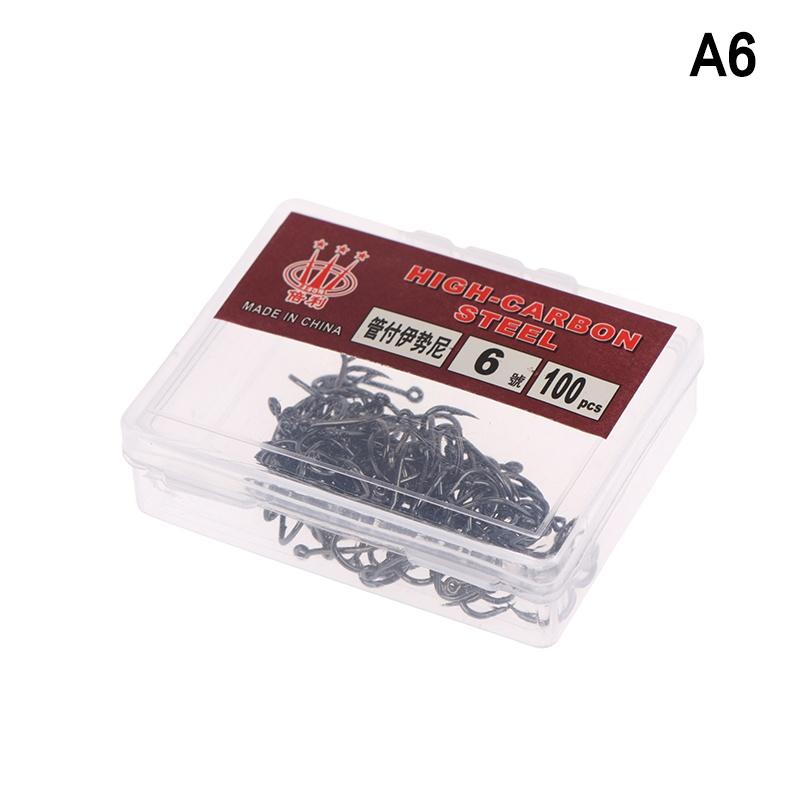 100Pcs/Box High Carbon Steel Fish Hook Durable High Strength Barbed Fishing Hooks With Ring For Carp Fishing Accessories