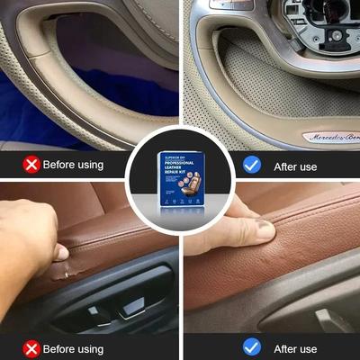 All In One Leather Repair Kit with Liquid Filler for Car Seats Couches Scratch Crack Hole Fix