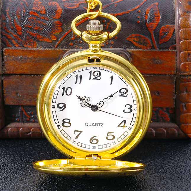 Gold-tone Vintage Pocket Watch & Necklace with "TO MY SON" Engraving - Ideal Father's Day Gift