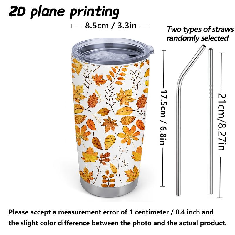 591ml Car Tumbler Autumn Maple Leaf Elements Straw Cup Straight Tumbler Leakproof Tumbler 20oz Car Straw Cup Insulated Travel Cup