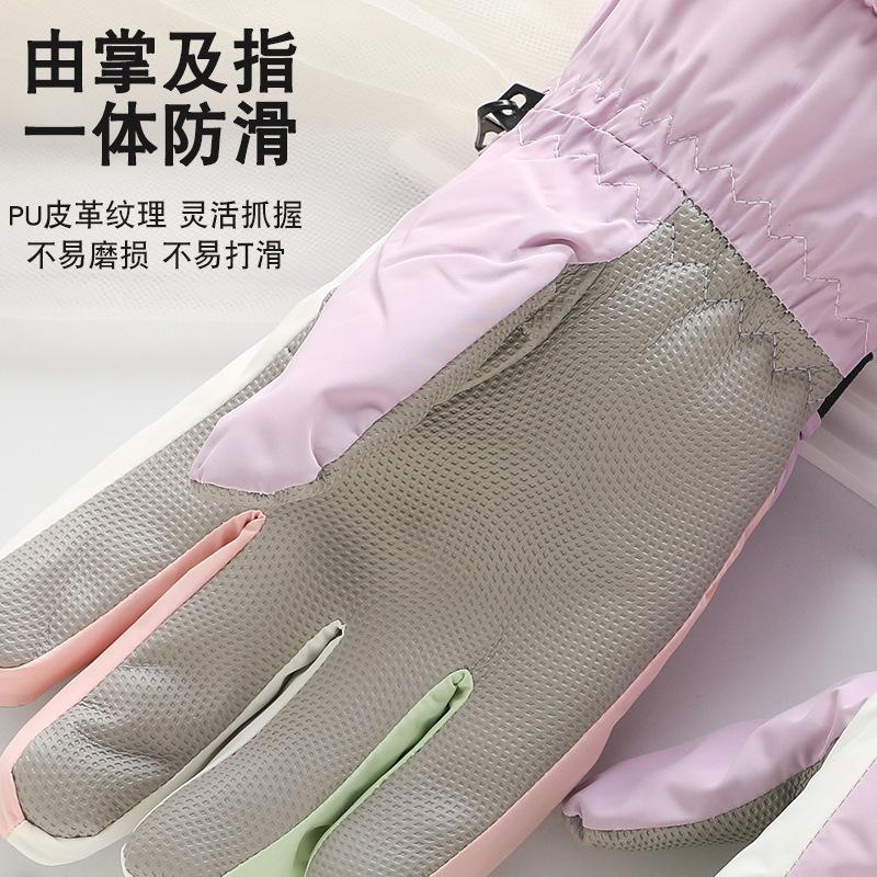 Ladies riding ski gloves outdoor warm cycling windproof waterproof non-slip piled thickened cold proof