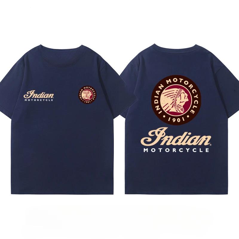 Tricou Indian Motorcycle Locomotivă Grea Croazieră Costum de Călărie Imprimeu Club Bumbac de Vară Casual Motocicletă Bărbați și Femei