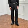 Mens American Style Split Flare Dress Pants Draped Slim Fit Casual Trousers
