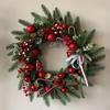 35cm Christmas Wreath with Pine Cypress & Bell - Door Hanging Decoration Pendant, Party Scene Ornament & Holiday Gift