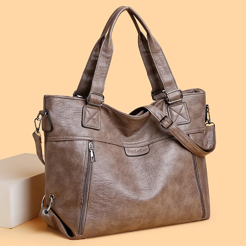 Soft Leather Handbag Women's Shoulder Crossbody Bag Large Capacity Tote Bag Mother's Bag