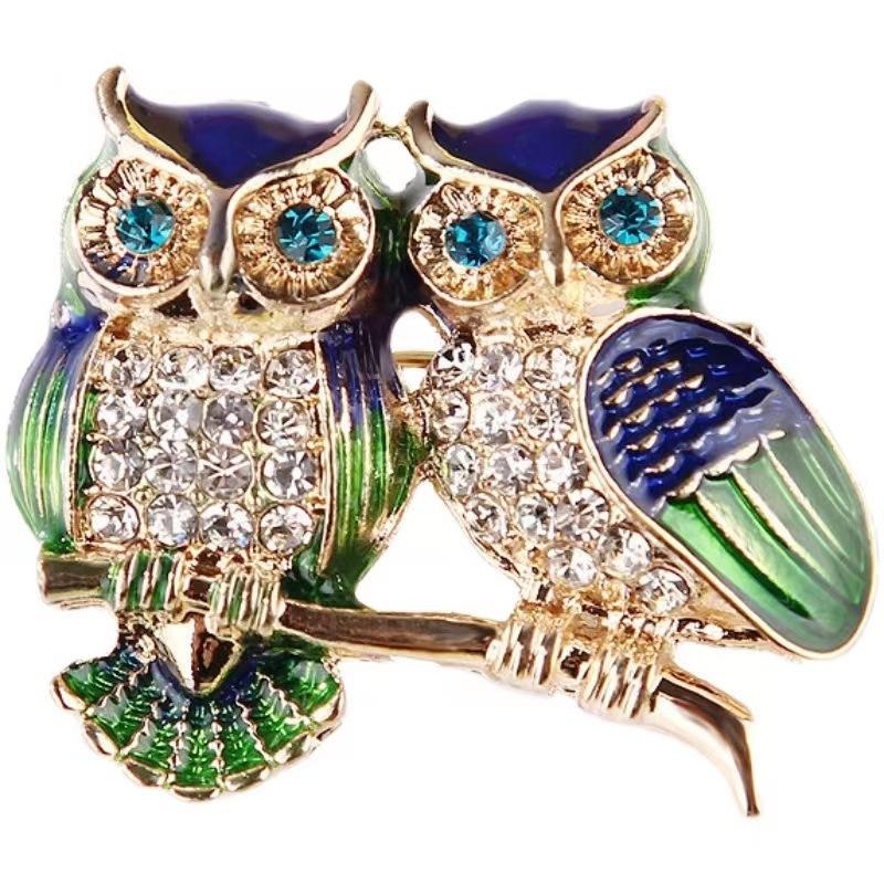 

High-end Fashion Owl Temperament Dripping Animal Brooch 3*3CM