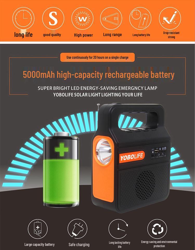 Compact Solar-Powered System with Radio & MP3 Playback