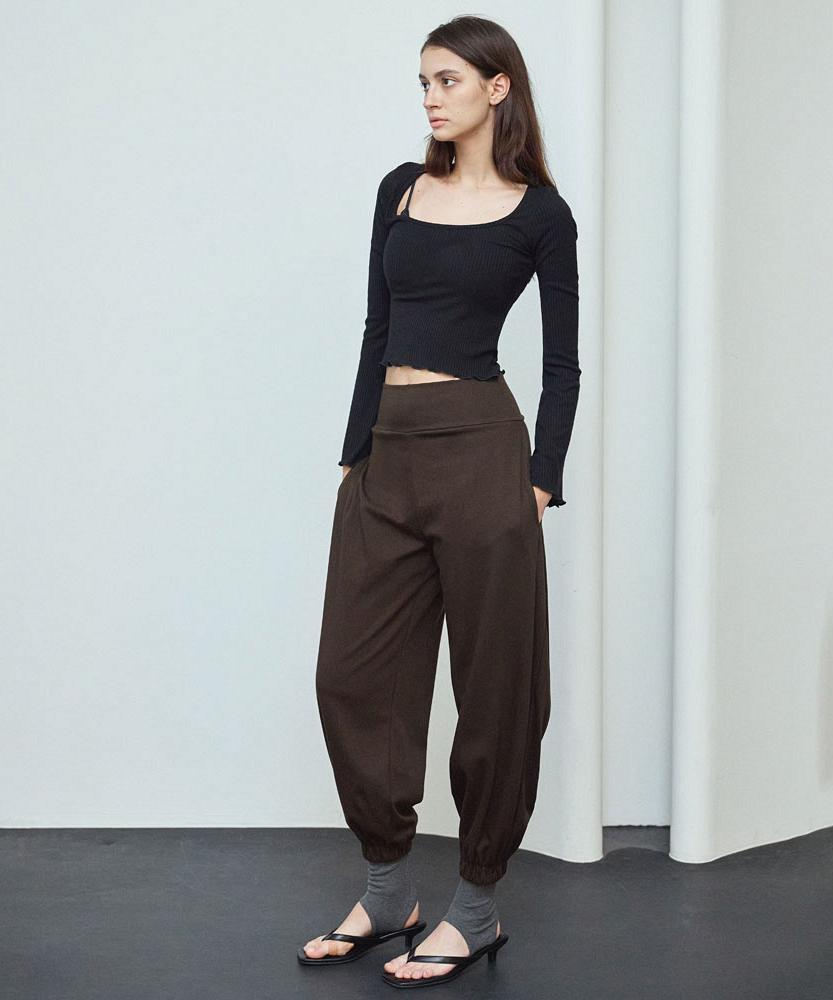 Debiweeo Joy Pintuck Harem Pants Devi-B0090-Brown