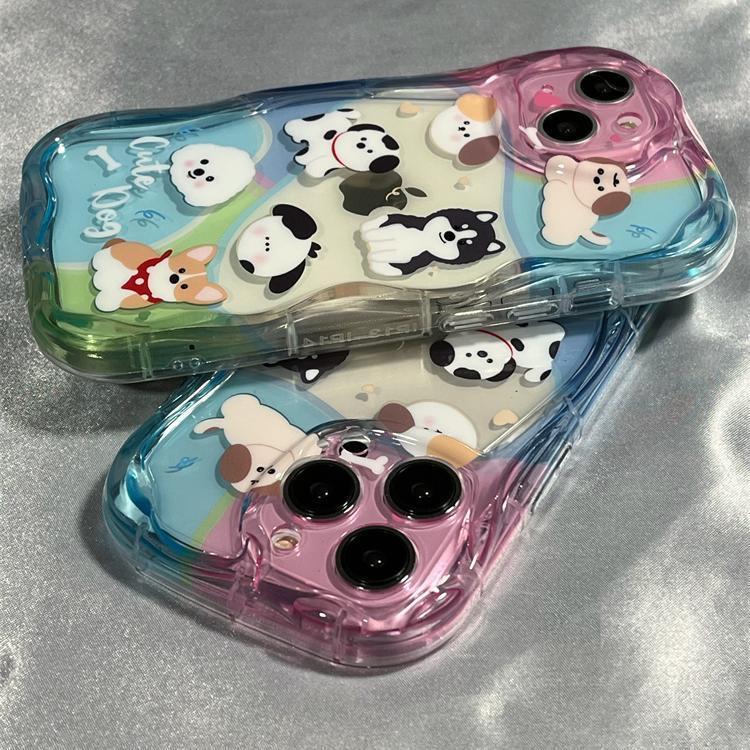 Color Block Puppy Case for Apple 15/14/13/12/11/Pro/Promax/XS Max/XR/XS/X