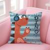 Cute Cartoon Dinosaur Cushion Cover Pillow Case Soft Friendly Fabric & Concealed Zipper