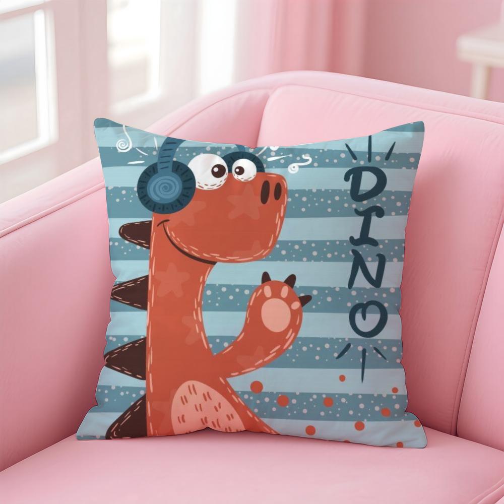 Cute Cartoon Dinosaur Cushion Cover Pillow Case Soft Friendly Fabric & Concealed Zipper