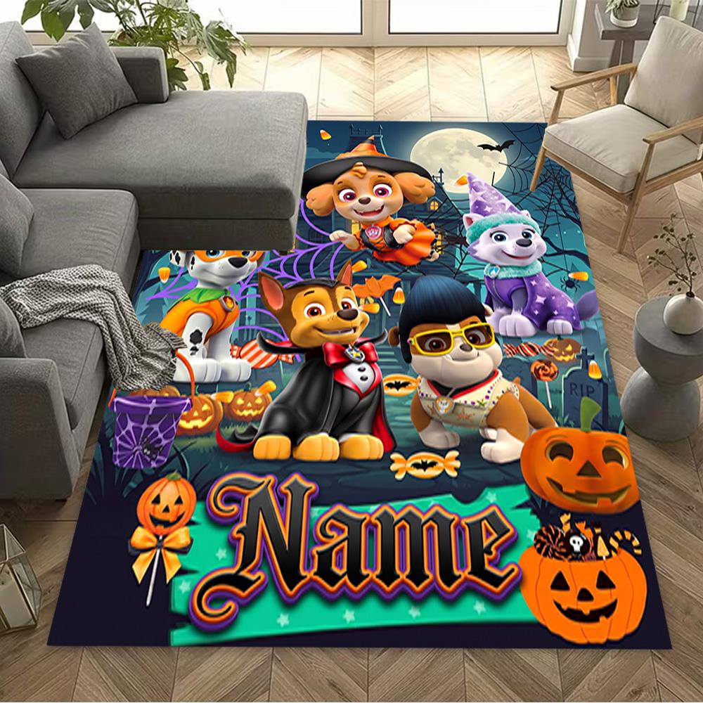 Halloween Bluebird Party Customize Text Floor Mat Design for Bedrooms Hallway Game Room Living Rooms Anti-slip Rug Office Home Decor