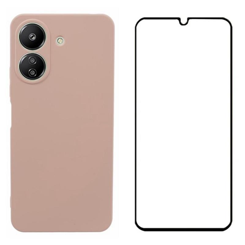 

For Xiaomi Redmi 13C 4G/Poco C65 4G Case Precise Cutout TPU Phone Cover with Screen Film Pink