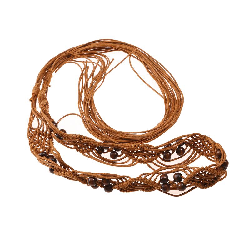 MaoXinTek Cintura Elastica Intrecciata, Cintura Treccia Donna A Vita Alta, Vintage Skinny Bohémien con Fibbia in Legno, Paglia Larga Casual Decorativa Belt per Lady Girl (4 pezzi