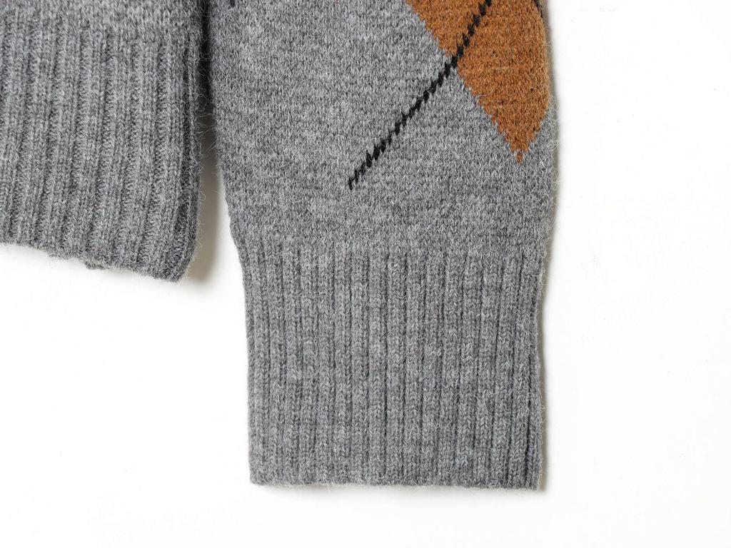 European Fashion Casual Knitwear with Vertical Rhombus Pattern
