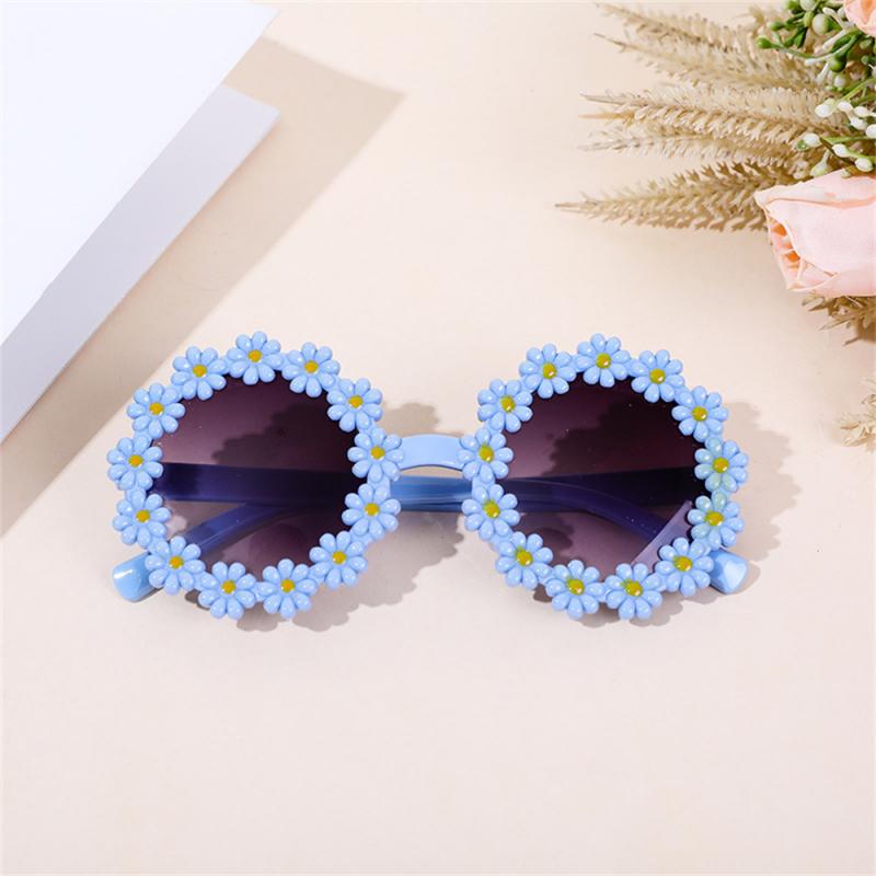Flower Sunglasses Children Cartoon Sunscreen Round Frame Plastic Glasses Outdoor Party Travel Fashion Eyewear Wholesale