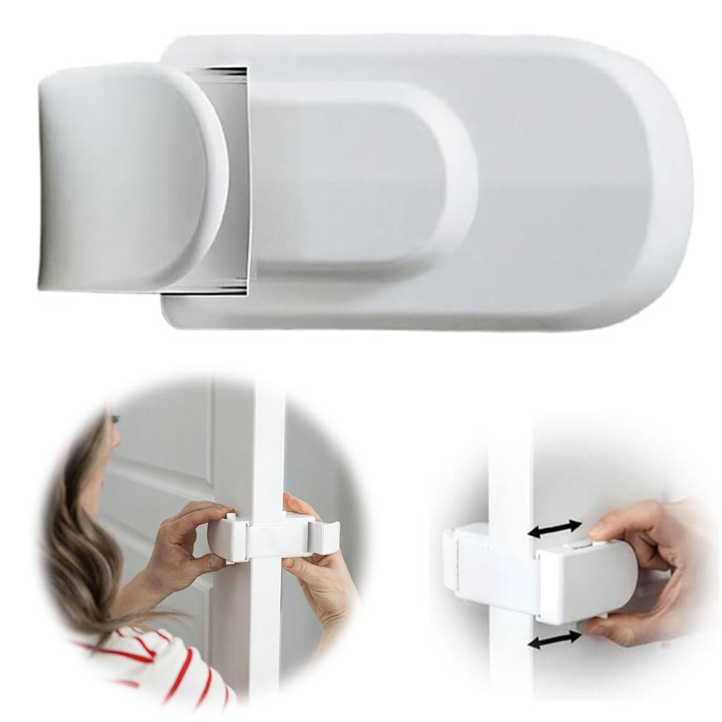 Baby Safety Door Handle Lock Simple Install Baby Pinch Guard Door Stopper One Handed Operation for Closet & Pantry Doors