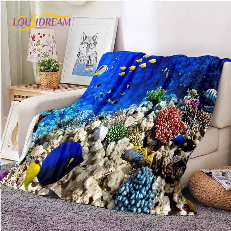 Ocean Dolphin Blanket Ultra Lightweight Soft Plush Flannel Throws Blanket for Sofa Bed Couch Best Office Gifts