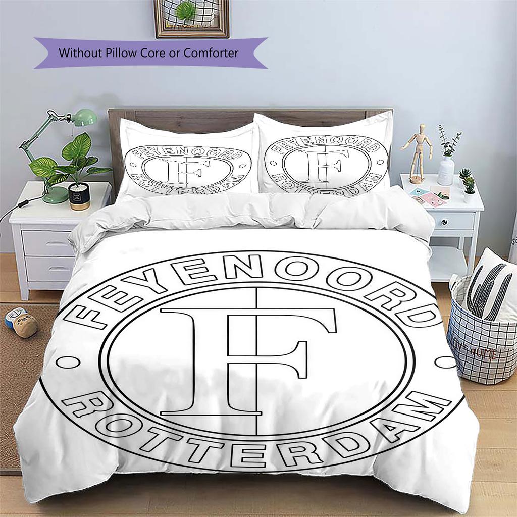 Biancheria da letto con motivo Feyenoord Decorazione per la casa Regalo di compleanno ( 1 copripiumino + 2 federe, senza imbottitura),merchandising per fan.