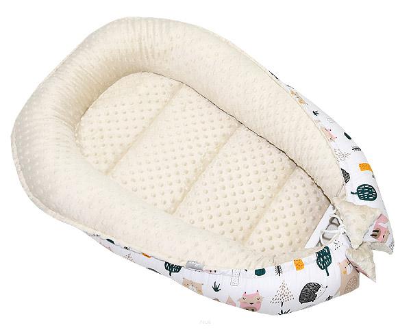 Baby cocoon wrap, double-sided, minky (beige + bears)