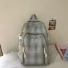 2025 New Plaid Cotton and Linen Double Backpack for Girls To Travel Lightly and Go Out Daily with Backpack Schoolbag