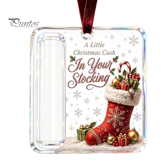Transparent Acrylic Holiday Pendant Christmas Cash Gift Ornament, Clear Money Holder, Xmas Holder Ornament Tree Hanging Decoration, Funny Ways To for