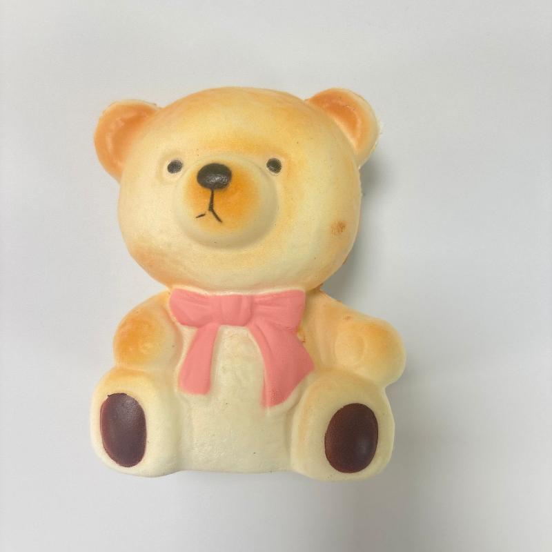 Squeezable Bread Bear Toy Slow Rebound PU Soft Stress Relief Sensory Toy for Student Office Worker Anxiety Relaxation Gift