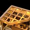 CUTEROOM Dollhouse Handmade Kit Set Miniature, Beginner's DIY Wooden Dollhouse Kit with Dustproof Cover and LED Light (H021)