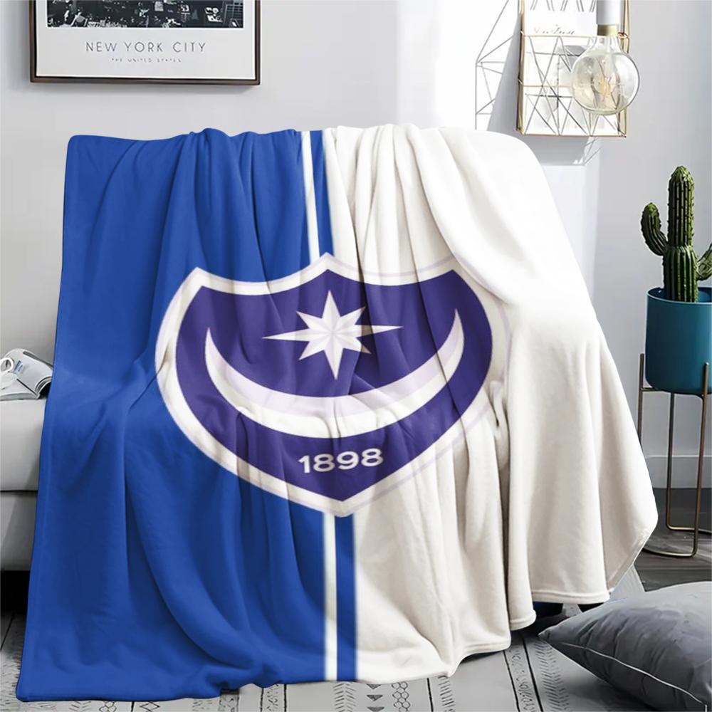 1PC Portsmouth FC Print Flannel Blanket, High Quality Comfortable for All Seasons, Home Decor, Warmth and Comfort, Perfect for Christmas Gifts